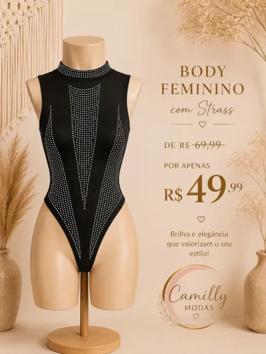 body feminino com strass