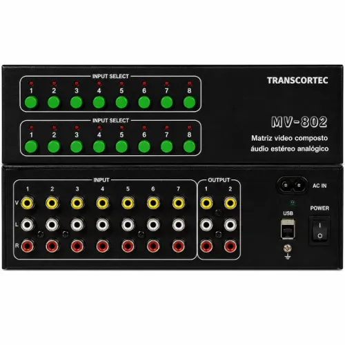 Matriz De Video Composto Rca Com Audio (L/R) 8 X 2 / MV-802