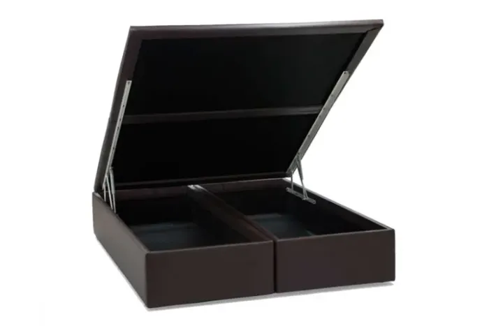 Base Cama Box Baú Bipartido Queen Size Corino Marrom 43x158x198