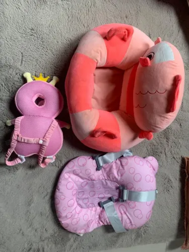 Cadeira almofadada para bebê + apoio macio para para banheira + protetor de queda para beb