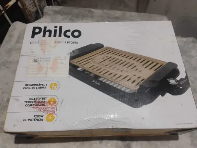 Churrasqueira Elétrica Philco PCQ10A - Antiaderente Maxx Gold - Nova, sem uso