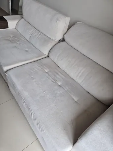Sofá retrátil reclinavel bege 3 lugares 2.50