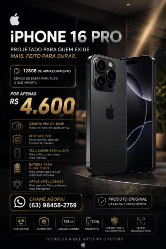 iPhone 16 pro 126 gb, Preto, Bateria com 92%