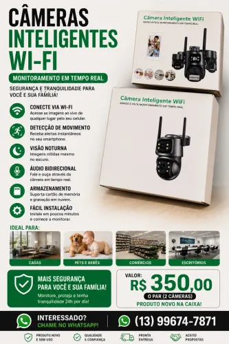 Câmeras Inteligentes Wi-Fi - Par Novo na Caixa