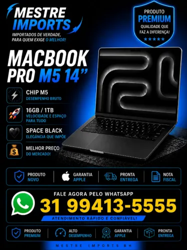 MacBook Pro M5 14 16GB 1Tb SpacecBlac Lacrado Nota Fiscal