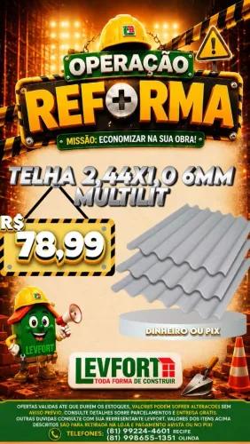 Telha 2,44x1,0 6mm Multilit
