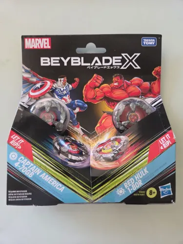 Captain America 4-70GB & Red Hulk 1-80R Beyblade X dual pack hasbro lacrado importado