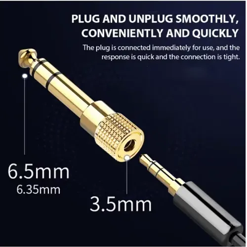 Adaptador P2 3,5mm para P10 6,35mm Áudio Macho/Fêmea Conector para Fone 1 Unidade