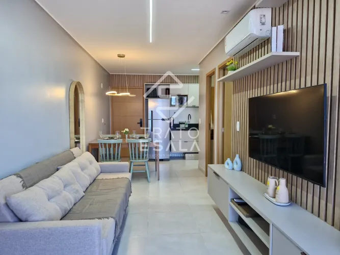 Quarto e sala novo e decorado, 2 quadras do mar e incrível área de lazer