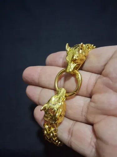 PULSEIRA DE LUXO LOBO - BANHADA Á OURO