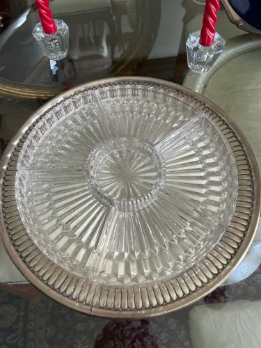 Petisqueira em cristal e prata