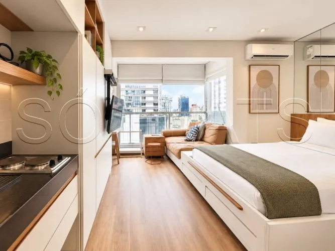 Studio mobiliado de 25m² com vaga na Vila Olímpia perto do JK Iguatemi