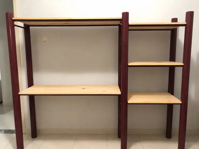 Estante de ferro com madeira Pinus 2m x 1,60