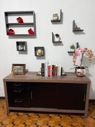Balcão 1,60 x 0,50 x 0,76 m - Terrano/Preto