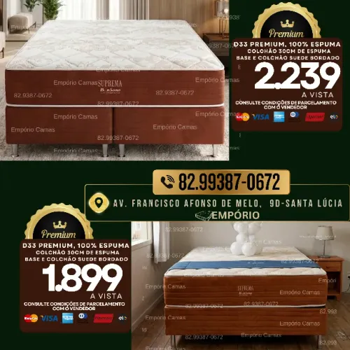 cama D33 pemium Colchão 30cm de espuma Conjunto base e colchão