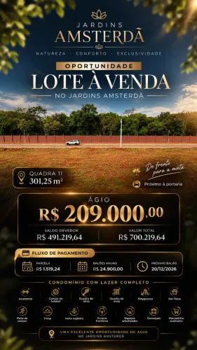 Ágio Jardins Amsterdã, Lote com 301,25 m² - Ágio: R$ 209.000,00