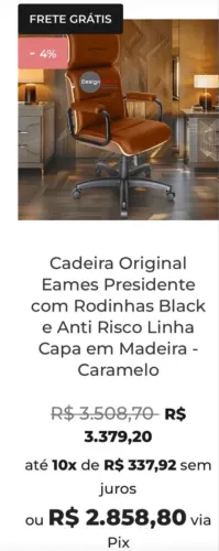VENDO CADEIRA PRESIDENTE, ALTO PADRÃO, NUNCA UTILIZADA