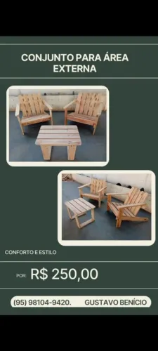 Conjunto: Duas cadeiras e uma mesinha para área de lazer
