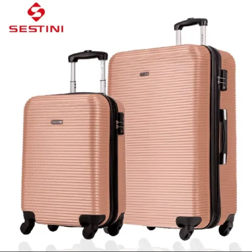 Kit 2 malas de viagem sestini expansível ABS grande e bordo dourada
