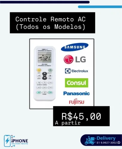 Controle Remoto Ar condicionado (todos os modelos) Loja física Recife 
