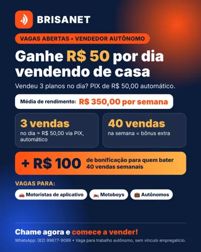 Vaga para vendedor autônomo