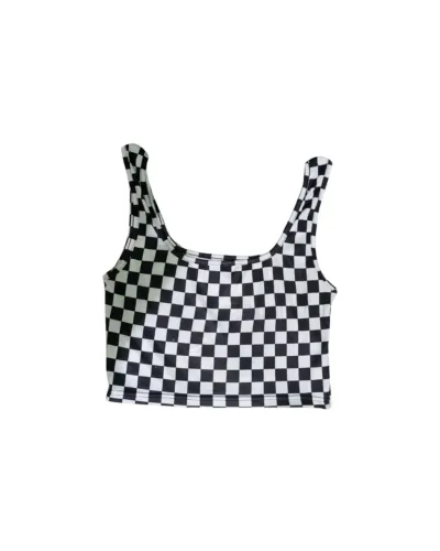 Blusa Cropped Feminina Xadrez Preto e Branco - Shein (Tamanho P)