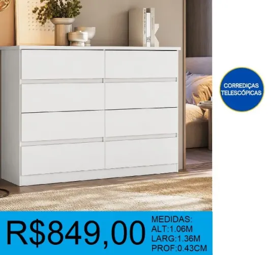 Comoda 8 gavetas a pronta entrega - Corre aproveitar