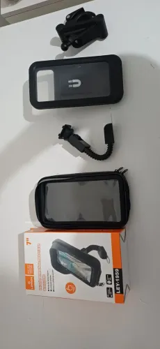 2 Suportes de celular p/ moto + capa de banco universal