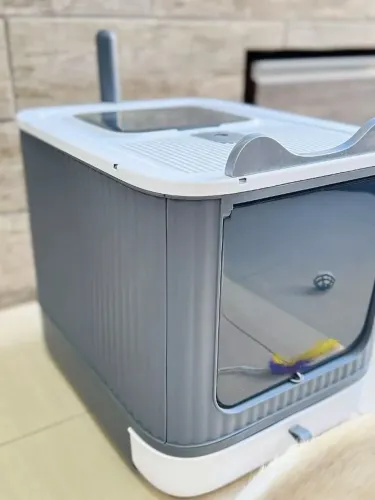 Caixa de Areia Fechada Para Gatos Banheiro Higiênico Luxo Com Gaveta + Pá e Filtro Anti Od