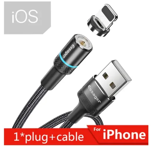 cabo carregador magnetico usb para iphone carregamento rápido cabo