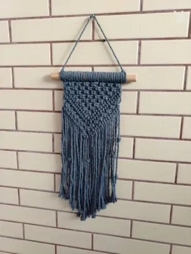 Decoração de Parede Macrame em Cordão Cinza Novo