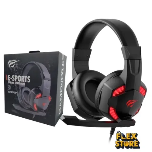 Fone Headset Gamer Havit Gamenote H2032d 3.5mm com LED Vermelho, Microfone- Compatível com