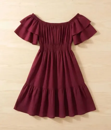 Vestido Ciganinha Marsala. Látex Na Cintura. Tamanho 44