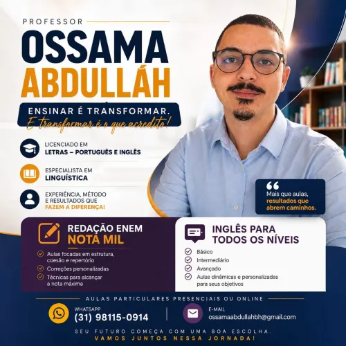 Professor de Inglês e Português. 