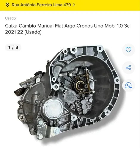 CAIXA DE MARCHA FIAT 1.0 3CC ARGO MOBI CRONOS COM NF E GARANTIA