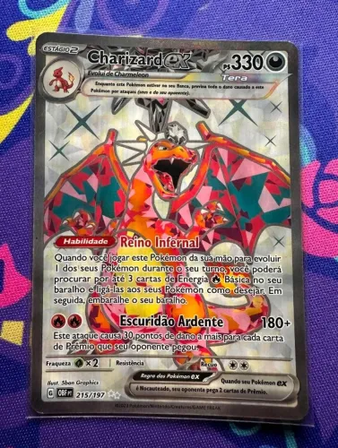 Carta Charizard Ex Full Art com Escurecimento Pokemon TCG