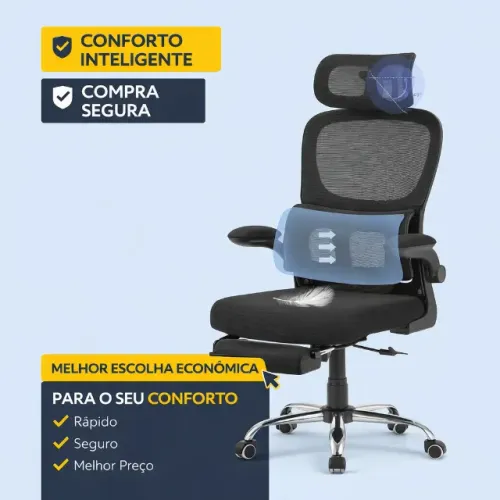 Cadeira de Escritório Ergonômica - Preta