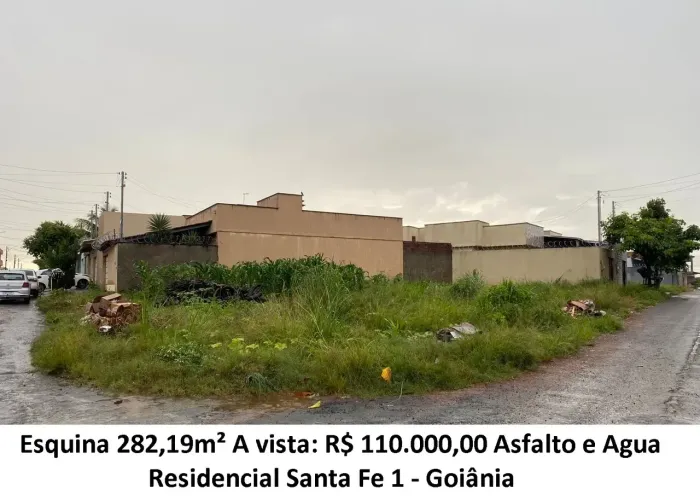 Leia a descrição: Esquina 282,19m² (Asfalto e Agua) Residencial Santa Fe 1