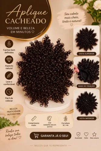 Aplique cacheado pra o cabelo