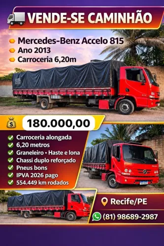 Caminhão Acello 815 carroceria 6,20 com graneleiro
