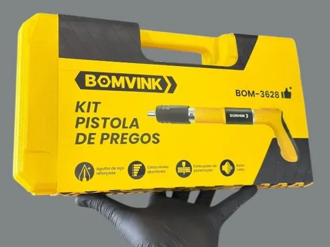 Kit Pistola de Pregos Bomvink BOM-3628 Aço e Concreto - Novo