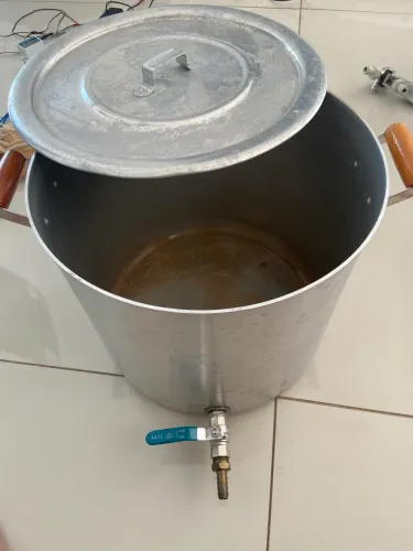 PANELA DE BRASSAGEM COM CONEXÃO - 32 LITROS + FILTRO BAZOOKA EM INOX 304