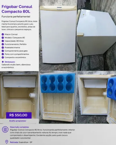 Frigobar Consul compacto 80L