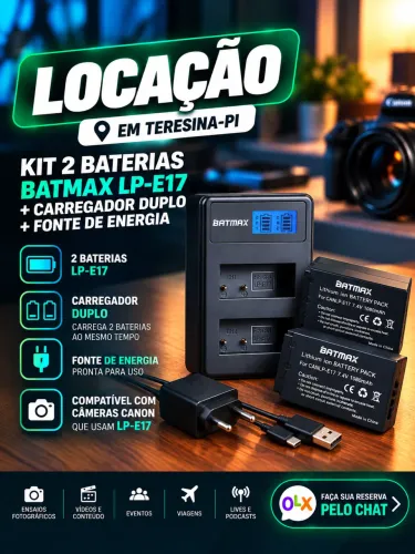 Aluguel de Baterias Canon LP-E17 + Carregador Duplo | Teresina
