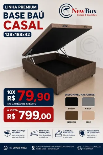 Base Baú Casal Com Amplo Espaço! Disponível a Pronta Entrega.