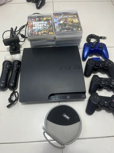 PS3 slim+kit completo move+jogos