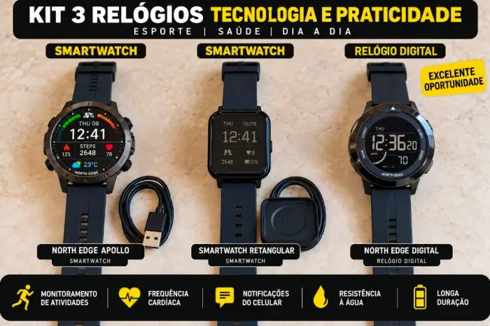 DESAPEGO - kit com 2 smartwatches haylou solar pro e amazfit e 1 north edge Apollo 