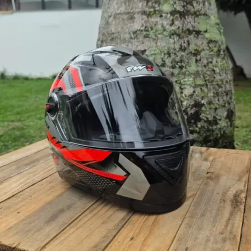 Capacete FW3 GTX Fox Tam. 56 Viseira Dupla Grafite/Vermelho