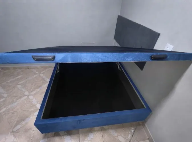 Baú Casal Azul Suede