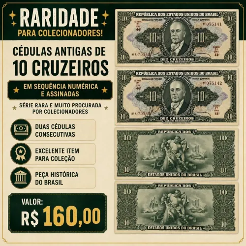 Cédulas de cruzeiros- raridade- sequência e autografadas